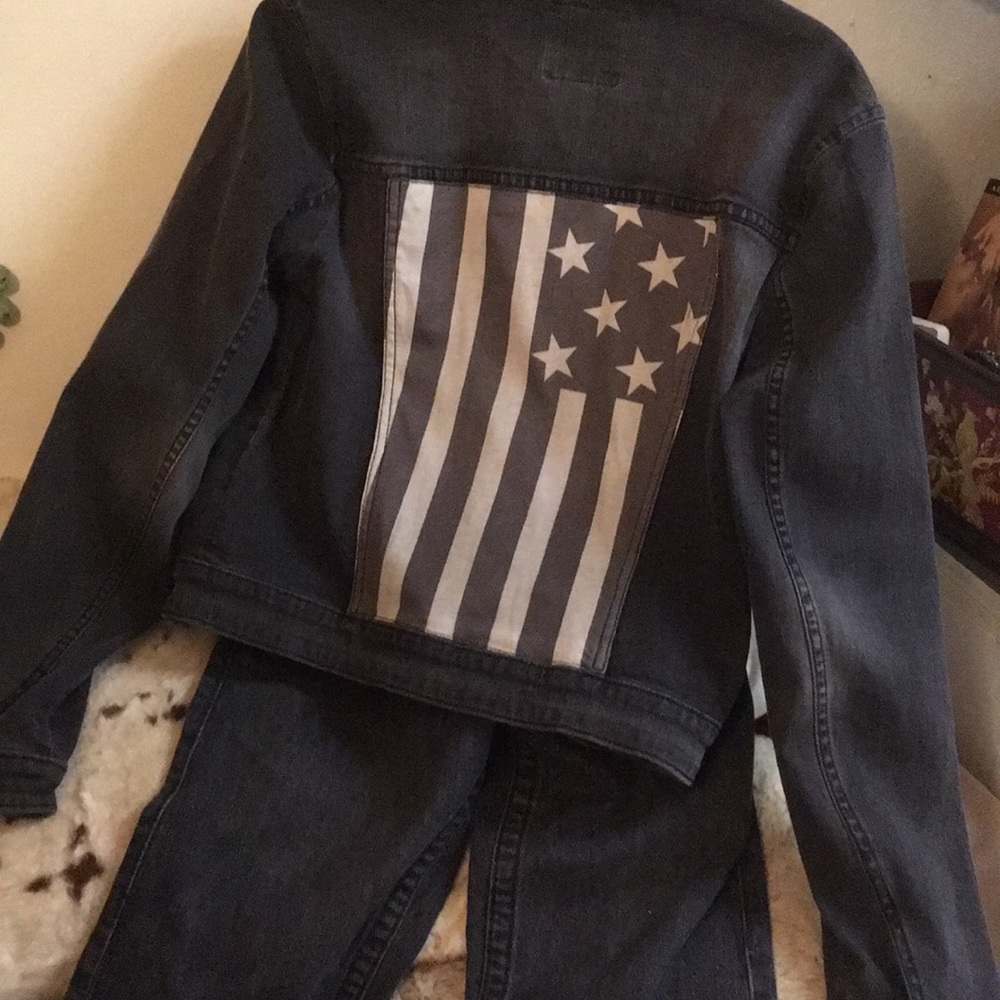 Flag Rock&Republic Distress Black/Grey Jean Jacket